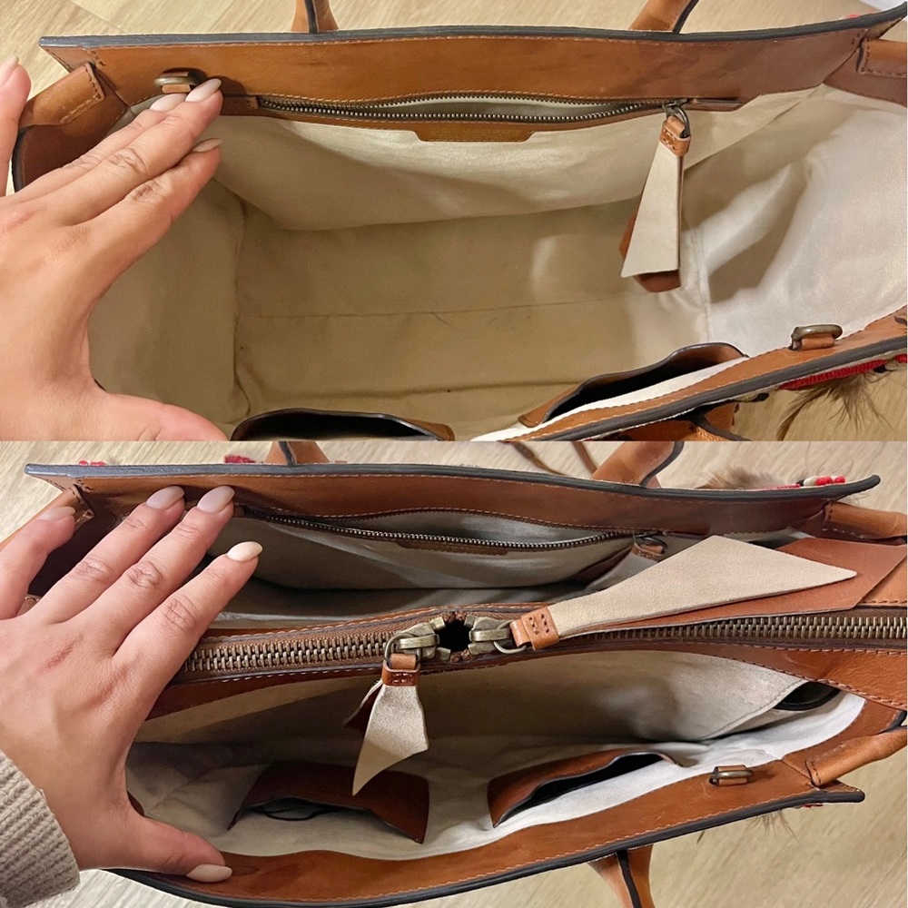 DSQUARED2 | Boho Fringe Feather Embroidered Leather Suede Tote Shoulder Bag - Picture 8 of 15